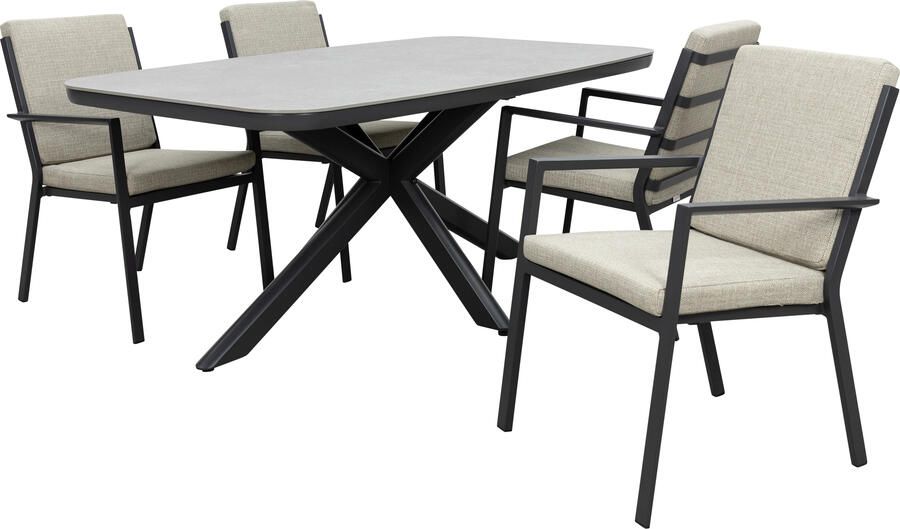 Qopps Vakio tuintafel met 4 Izard stapelbare tuinstoelen - Foto 1