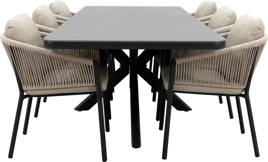 Qopps Vakio tuintafel met 6 Felan tuinstoelen