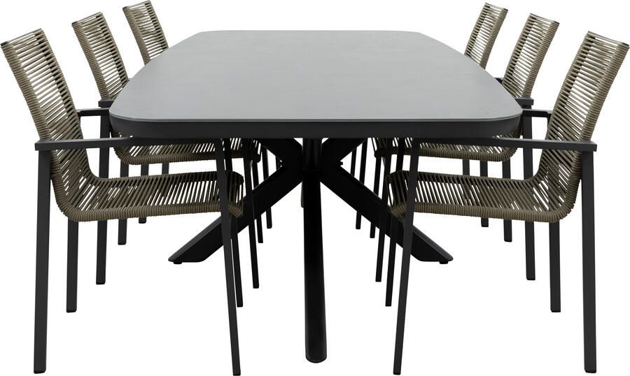 Qopps Vakio tuintafel met 6 Stilo stapelbare tuinstoelen - Foto 1