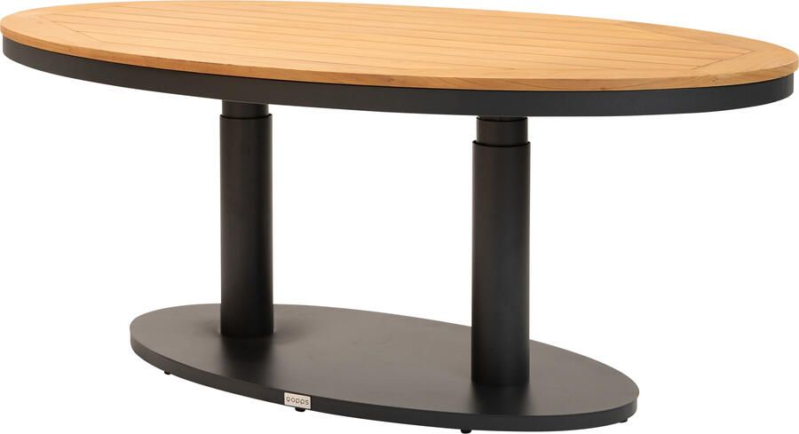 Qopps Woldo in hoogte verstelbare tafel ovaal 150 x 90 met teak blad - Foto 1