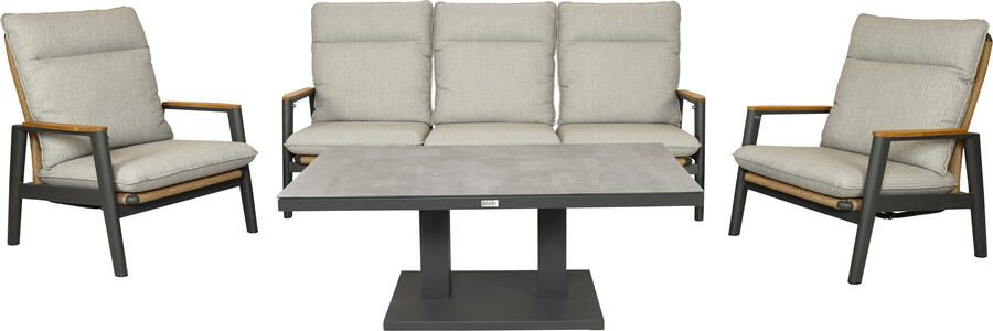 Qopps Yvori loungeset met Rubli up down tuintafel