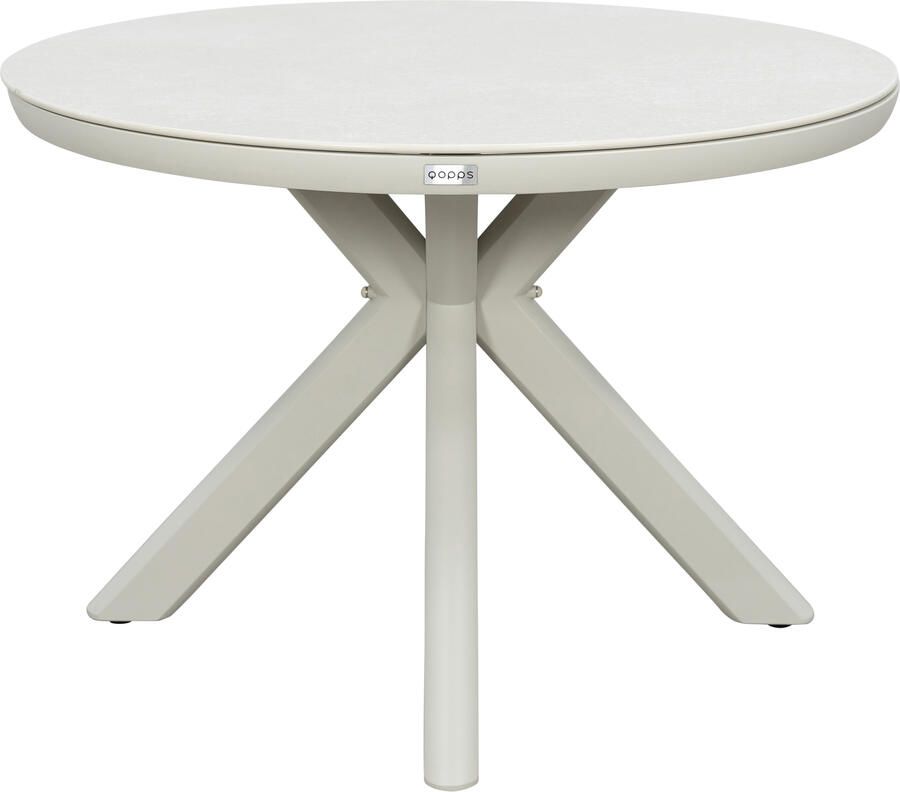 Qopps Ziggy tuintafel 105 cm rond frame latte light blad sintered stone beige