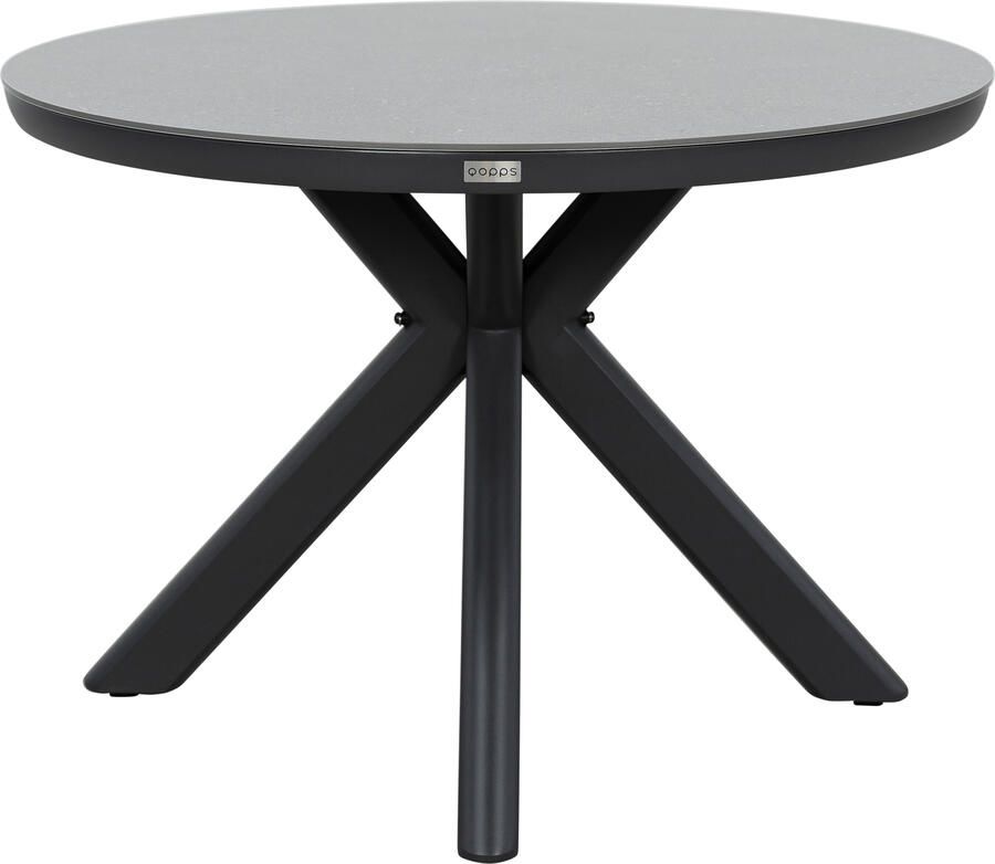 Qopps Ziggy tuintafel 105 cm rond royal grey frame sintered stone blad antraciet
