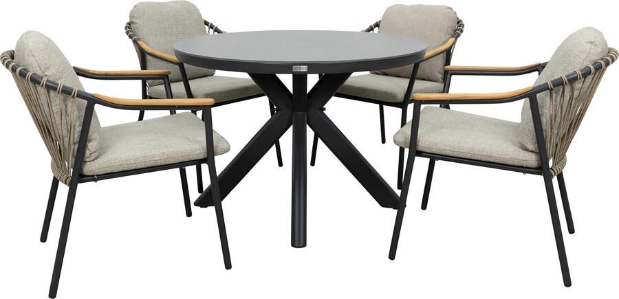 Qopps Ziggy tuintafel met Flori stapelbare tuinstoelen