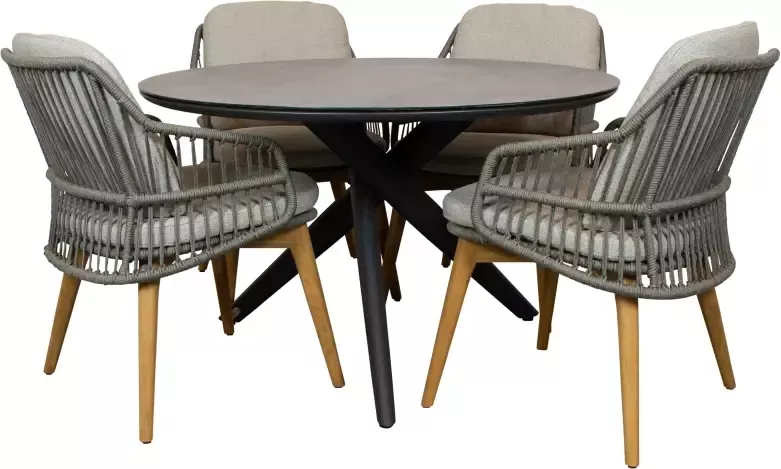 Qopps Zulka 120 cm rond tuintafel met Sempre dining tuinstoel - Foto 1