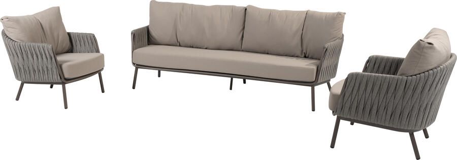 Taste by 4SO Cannes loungebank met 2 loungestoelen terre