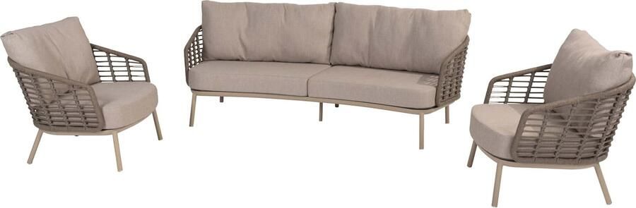 Taste by 4SO Puglia loungeset bank 3 zits met 2 lounge stoelen latte