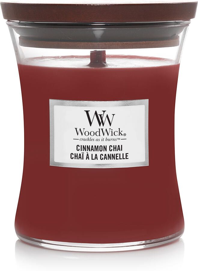 WoodWick Geurkaars Medium Cinnamon Chai 11 cm | ø 10 cm