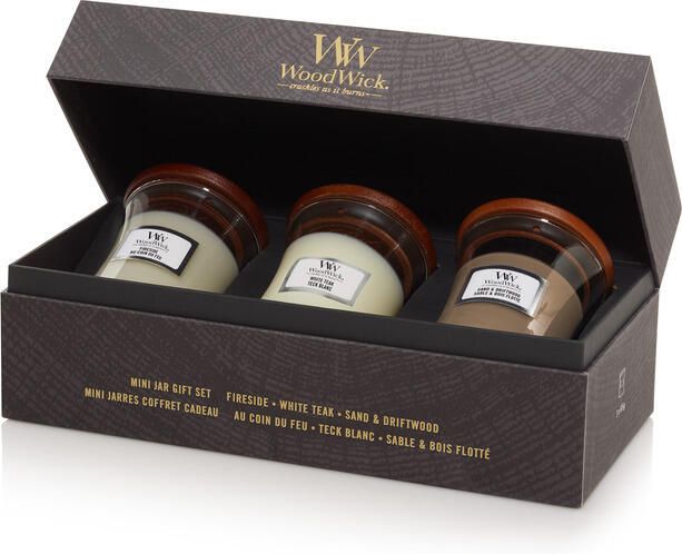WoodWick deluxe gift set 3 mini candle woody
