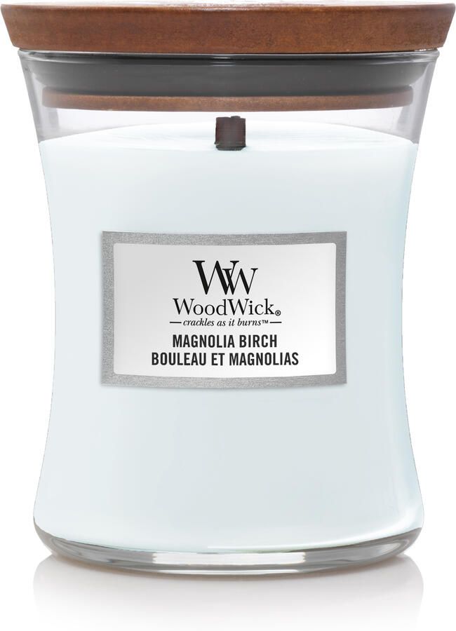 WoodWick Geurkaars Medium Magnolia Birch 11 cm | ø 10 cm - Foto 1
