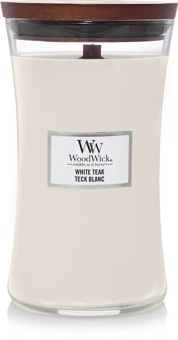 WoodWick white teak large candle