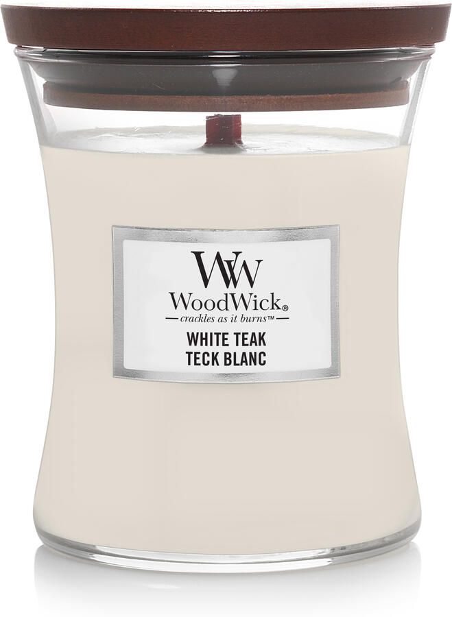 WoodWick white teak medium candle