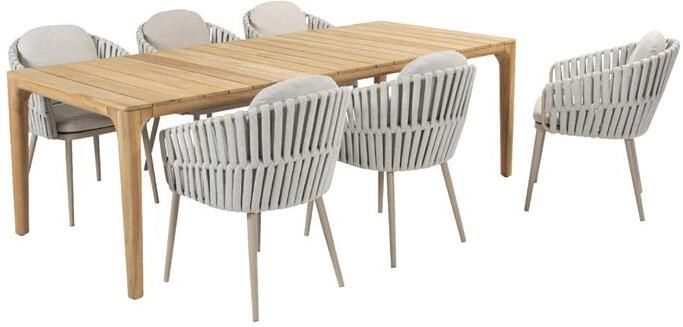 4 Seasons Outdoor Taste Eva|Liam tuinset taupe|teakhout 240x100 cm.