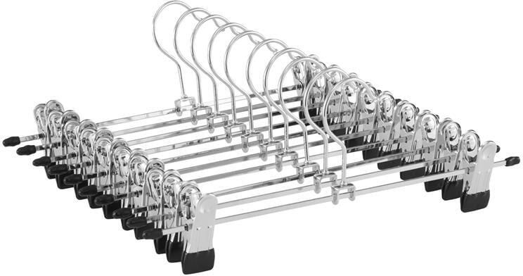 ACAZA Kledinghangers Broekhanger Rokhangers 31 cm lang Met Knijpers Anti Slip 20 Stuks Metaal Zilver
