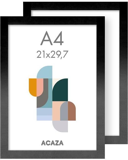 ACAZA Set van 2 Fotokaders A4 formaat Foto Lijsten in MDF Hout Zwart