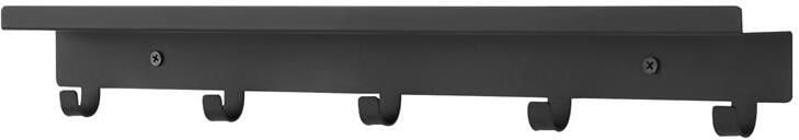 Acaza Kapstock Wandkapstok Metaal Hangende Muurkapstok met Plaats voor Sleutels bovenaan 5 Haken Zwart - Foto 3