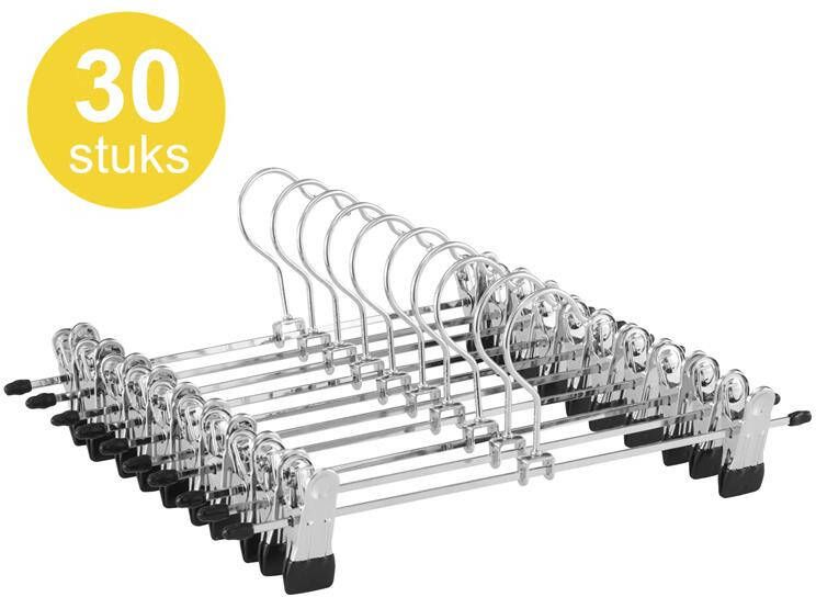 ACAZA Antislip Broekhangers met Knijpers voor Heren of Dames 30 stuks Kleding Hangers met Klemmen Broek en Rok Houder 31cm