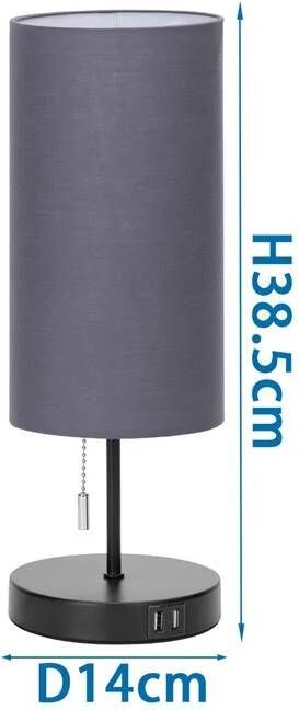Aigostar 13AS3 Bureaulamp 2 USB Oplaadpoorten Tafellamp Nachtlampje Met lampenkap E27 fitting Grijs - Foto 2