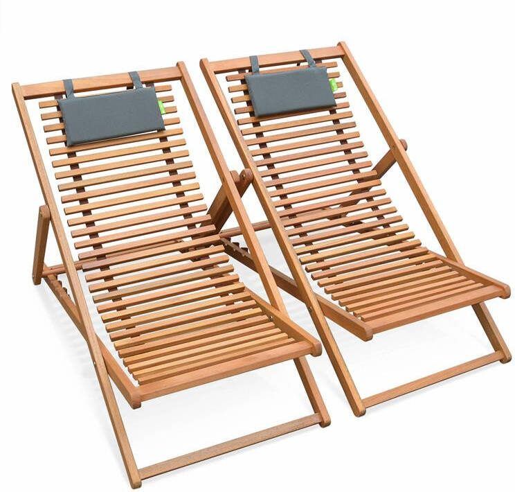 Sweeek Set van twee houten strandstoelen