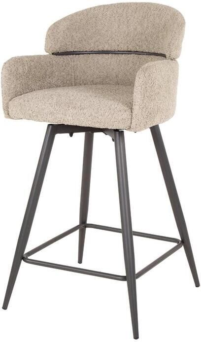 AnLi Style Barstoel draaibaar boucle ronde rug Bouclé zandkleur