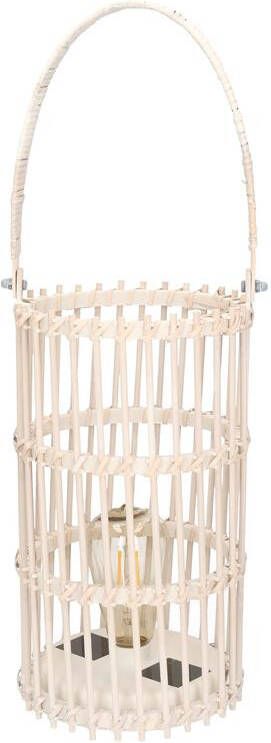 Anna&apos;s Collection Lantaarn wit solar bamboe 32 cm