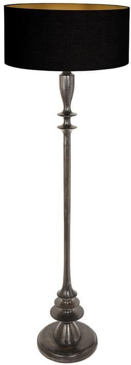 Anne Lighting vloerlamp Bois zwart hout linnen Ø 50cm E27 3961ZW