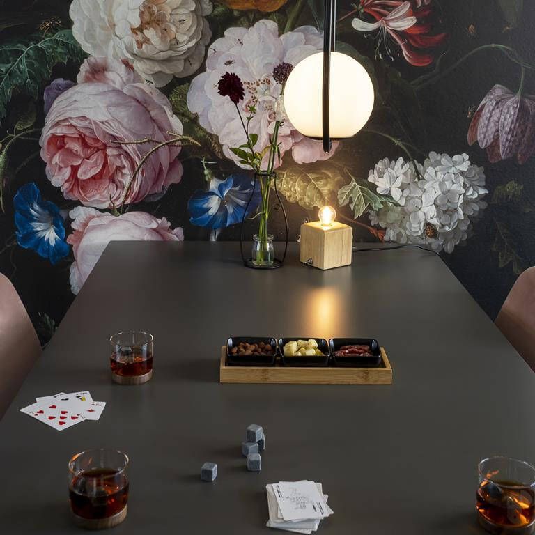 Aretica Whiskey glas met houten onderzetter Bruin set van 6