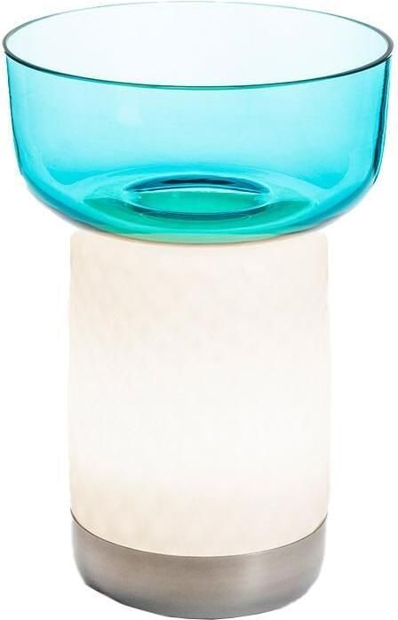 Artemide Bontà tafellamp met kom LED oplaadbaar turquoise
