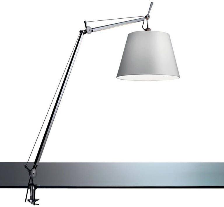 Artemide Tolomeo Mega klemlamp retrofit met dimmer 32cm grijs satijn