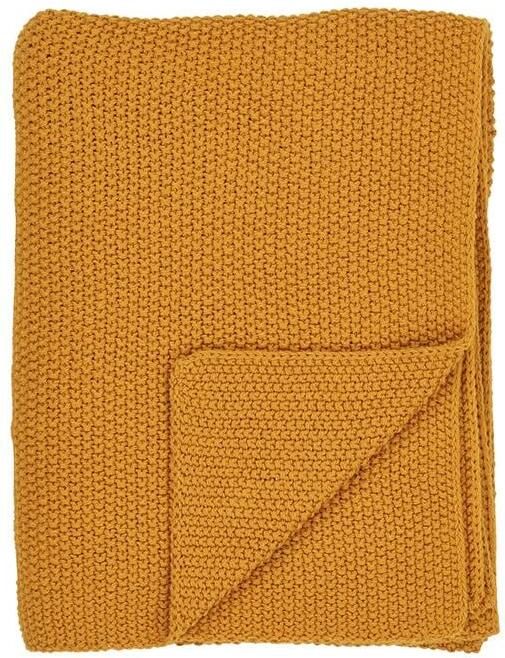 Artichok Geeske Plaid Okergeel Katoen Rechthoekig Plaid voor Bank Bed of Woonkamer Decoratie Woonplaid Deken 170 x 130 cm - Foto 2