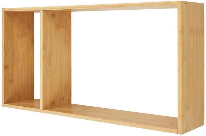 Artichok Koen Wandplank Bamboe Zwevend met Twee Vakken Wandrek Zwevende Boekenplank Naturel Lichtbruin 70 x 15 x 35 5 cm - Foto 2