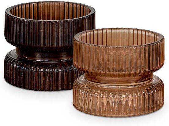 Artichok Liz glazen kandelaar set van 2