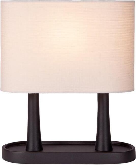 Atmooz by Charrell Atmooz Bakati Tafellamp Zwart met Wit Linnen Scherm 30 cm