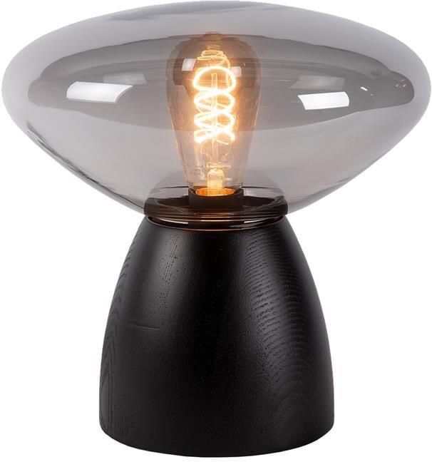 Atmooz by Charrell Atmooz Tafellamp Cannes Zwart Eikenhout & Gerookt Glas Ø 29 cm