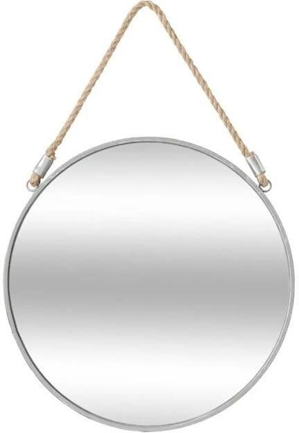 ATMOSPHERA Wandspiegel rond zilver met riem metaal 38 cm