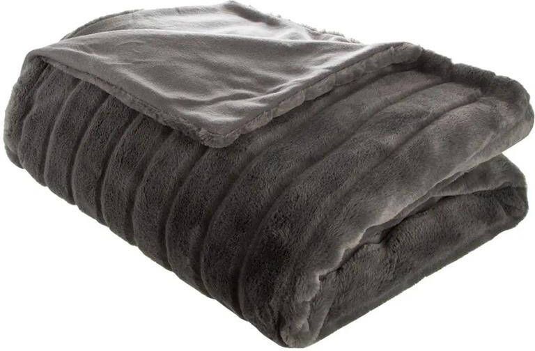 ATMOSPHERA Plaid|deken Manoir donker grijs 180x230 cm polyester