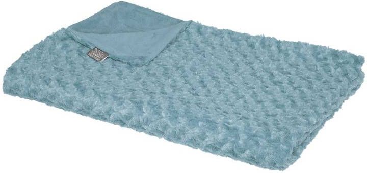 Atmosphera Bank bed deken plaid geknoopt motief 120 x 160 cm aqua blauw