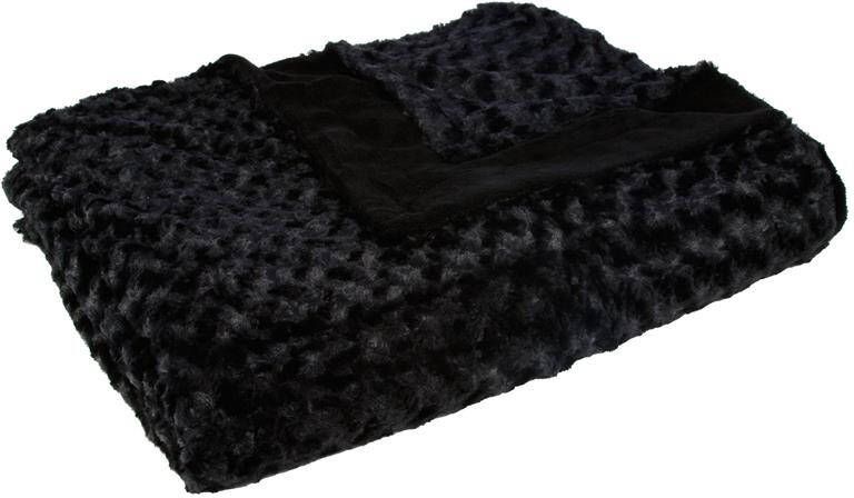 ATMOSPHERA Sprei|deken|plaid zwart polyester 230 x 180 cm gekn
