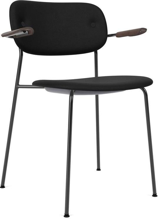 Audo Copenhagen Co eetkamerstoel met arm stof Siërra 1001 zwart|zwart