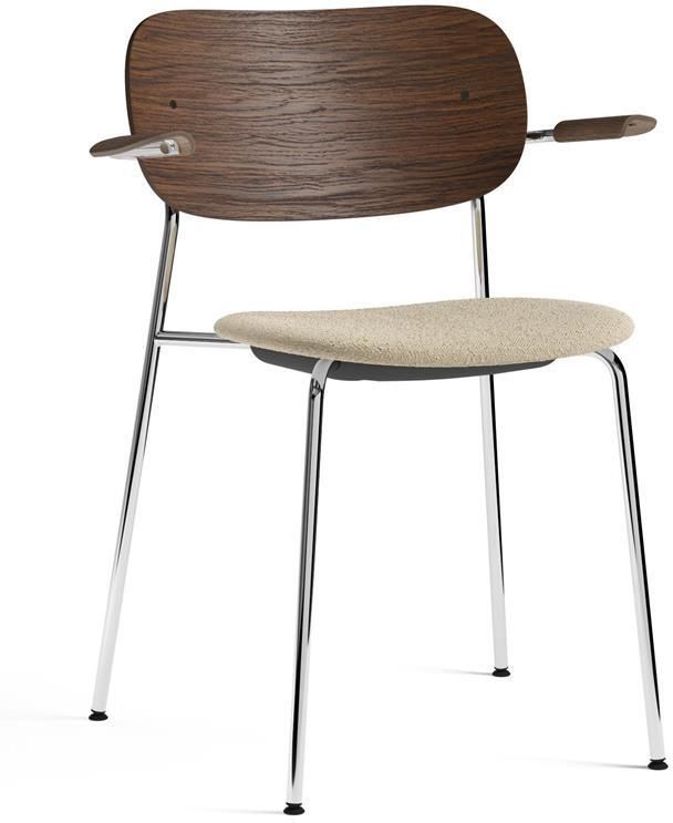 Audo Copenhagen Co eetkamerstoel met arm zitting Bouclé 02 donker