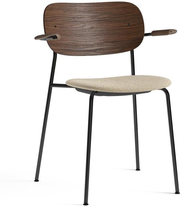 Audo Copenhagen Co eetkamerstoel met arm zitting Bouclé 02 donker