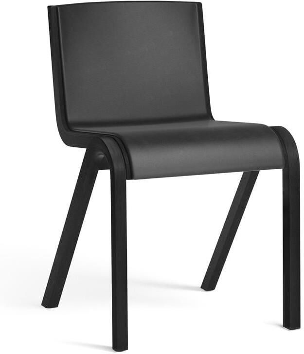 Audo Copenhagen Ready eetkamerstoel zwart eiken gestoffeerd leder