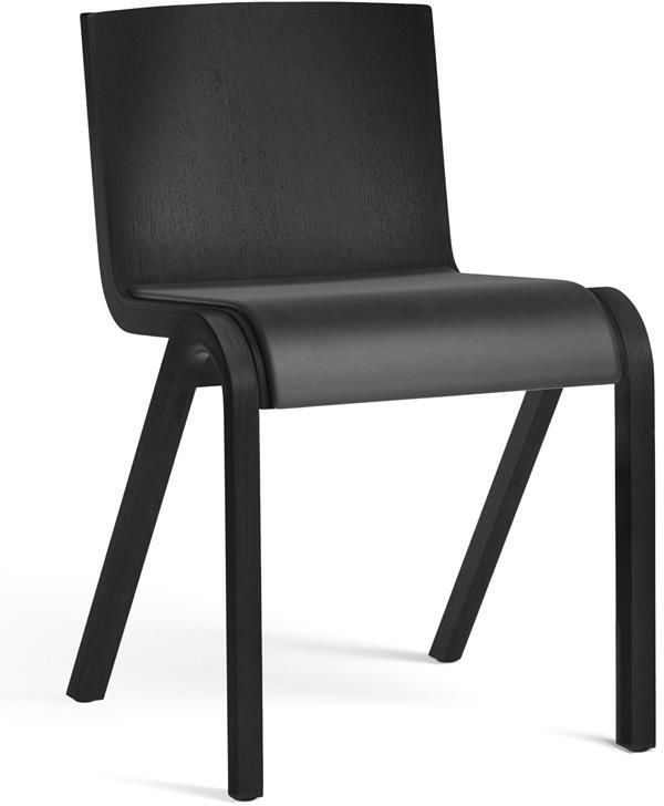 Audo Copenhagen Ready eetkamerstoel zwart eiken zitting leder Dakar