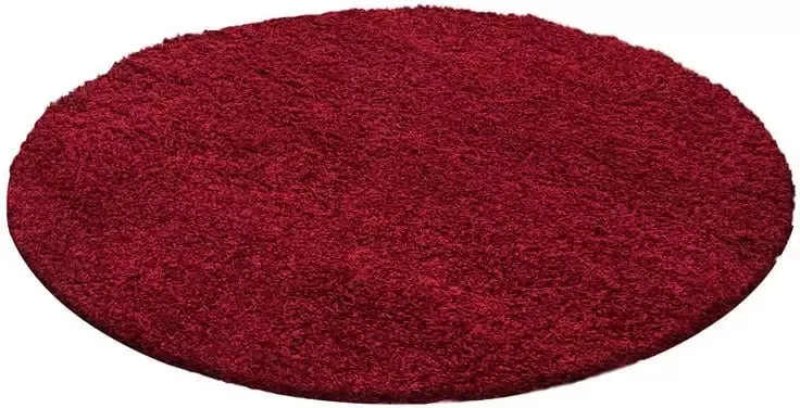 Decor24-AY Hoogpolig vloerkleed Dream rood rond 80x80 cm