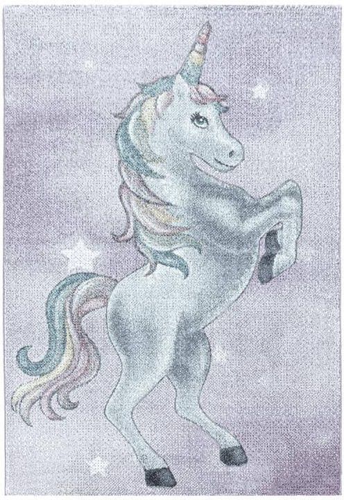 Decor24-AY Vrolijk kinderkamer vloerkleed Funny Unicorn violet 200x290 cm