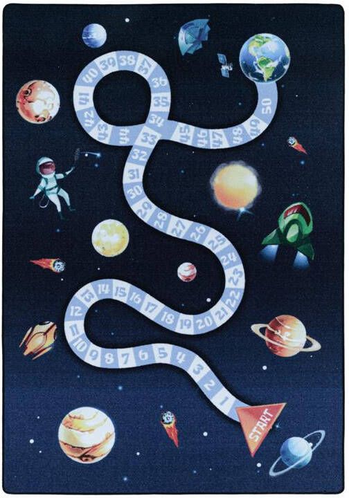 Decor24-AY Vrolijk kinderkamer vloerkleed Play Planets 140x200 cm