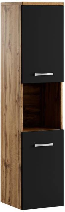 Badplaats Badkamerkast Montreal 30 x 30 x 131 cm Eiken met mat zwart