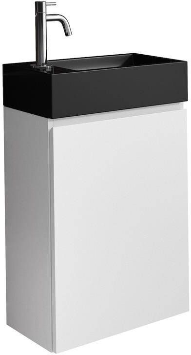 Badplaats Toiletmeubel Angela 40 cm x 22 cm Mat wit | wastafel zwart