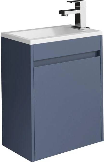 Badplaats Toiletmeubel Sinta 40 x 26 cm Blauw met witte wastafel