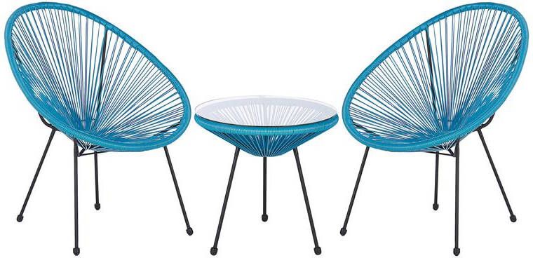 Beliani ACAPULCO Bistroset voor 2 Blauw PE rotan